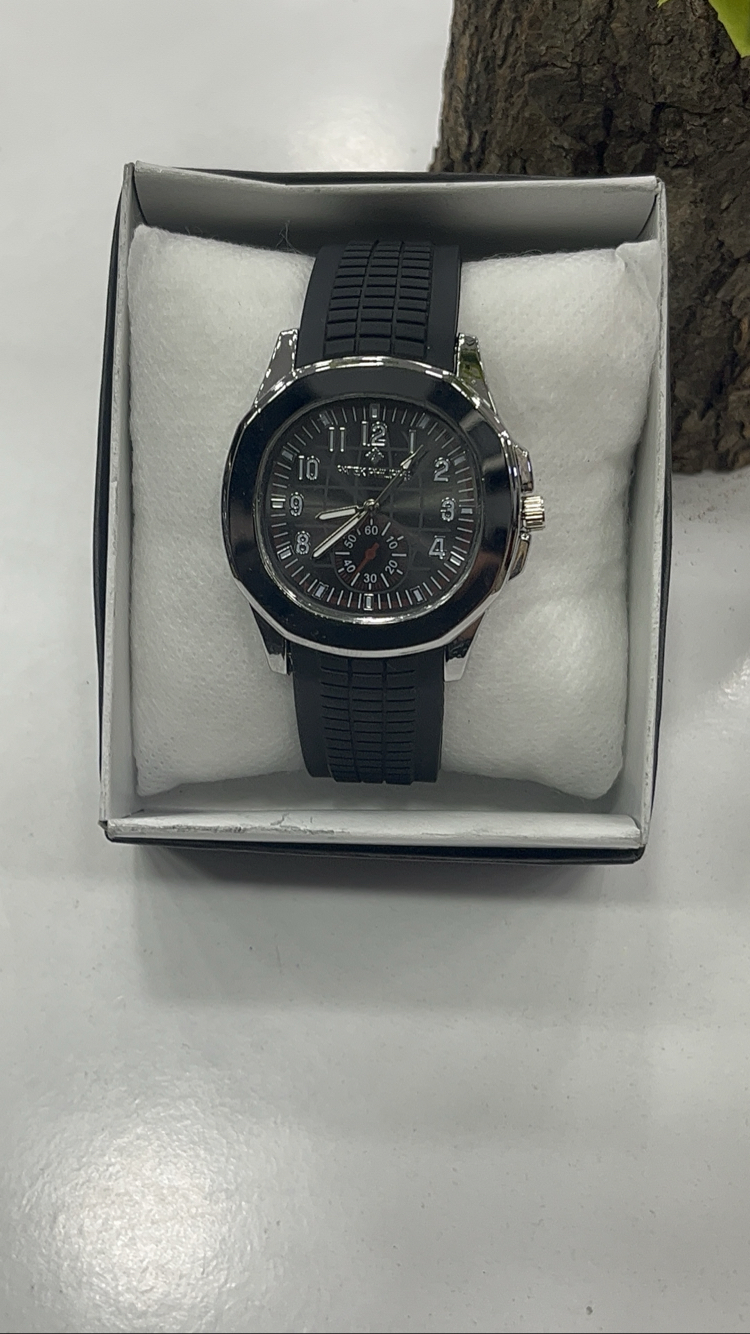 Aquanaut Sport Edition - Siyah Silikon Kordon Özel Seri Saat + Cüzdan Hediye 