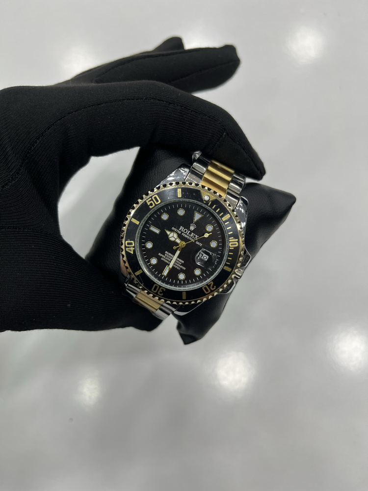 Premium Submariner Çelik Gold Erkek Kol Saati - Siyah Kadran