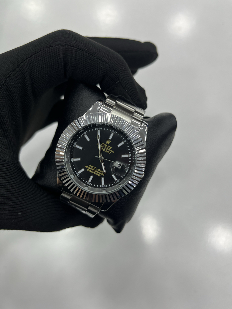 Midnight Black Luxury – Gümüş Çelik Kordon Klasik Erkek Saati