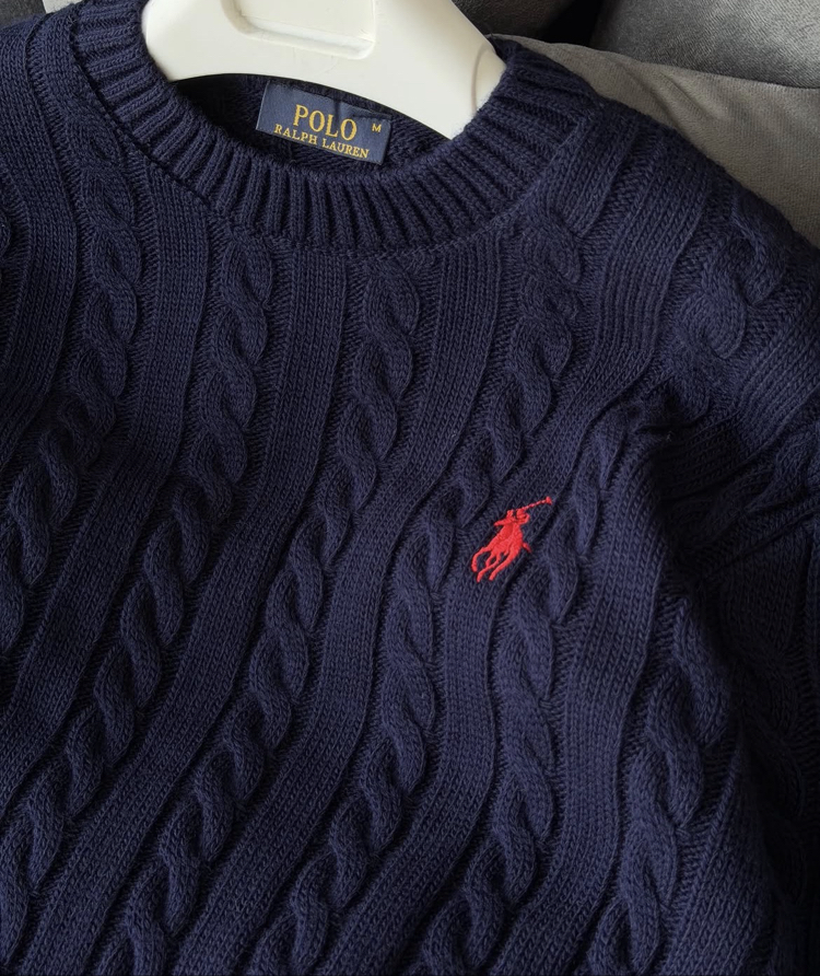 Premium Kalite Polo Saç Örgü Kışlık Kazak - Lacivert