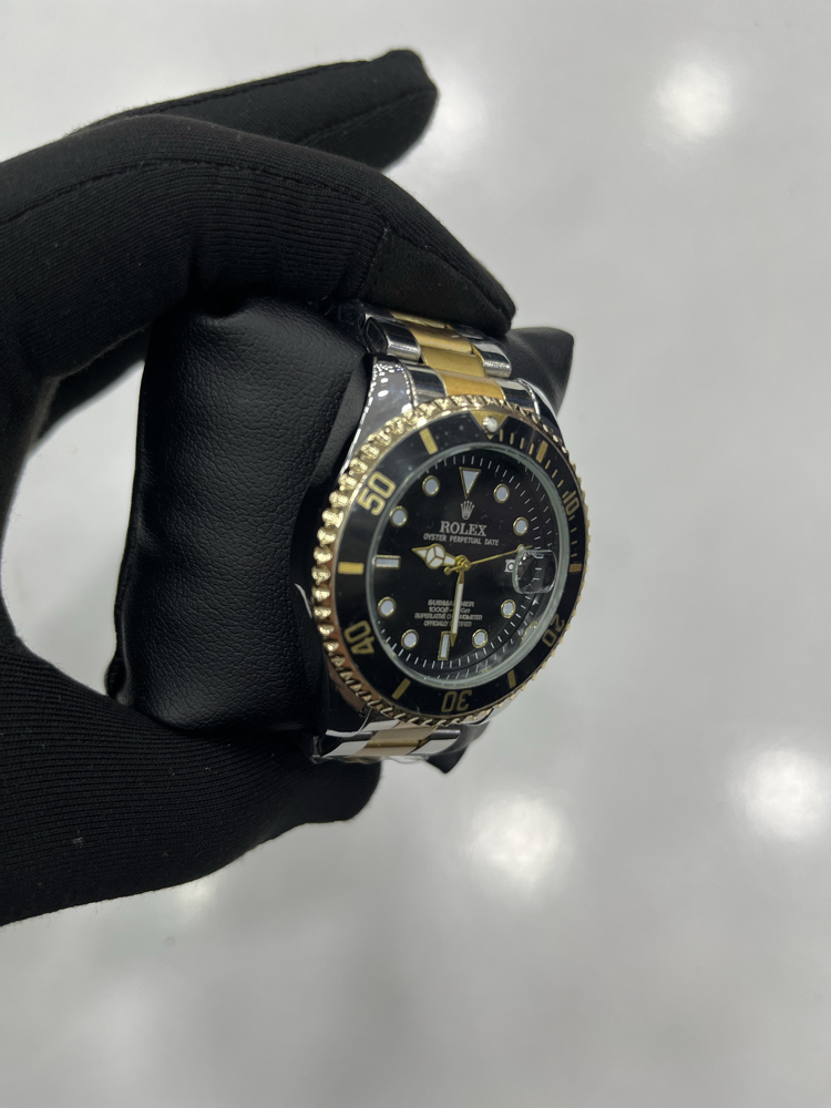 Premium Submariner Çelik Gold Erkek Kol Saati - Siyah Kadran