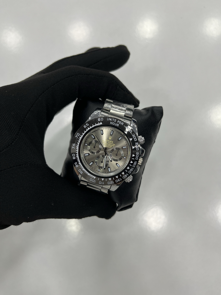 Premium Daytona Serisi Gri Kadran Siyah Bezel Erkek Kol Saati