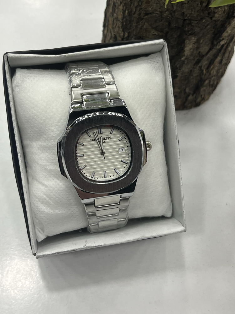 Nautilus Special Edition - Siyah Bezel Beyaz Kadran Çelik Saat + Cüzdan Hediye 