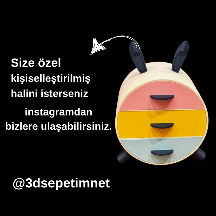 Tavşan görünümlü mini makyaj ve takı dolabı