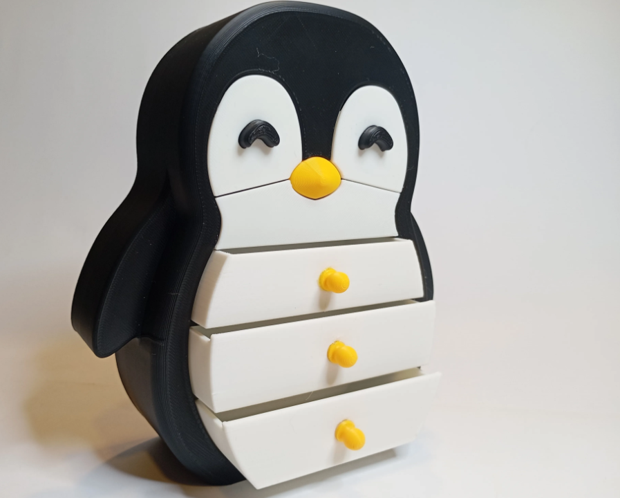 Sevimli Penguen Figürlü Takı Ve Mücevher Organizeri - Çok Çekmeceli Masa Düzenleyici 3D