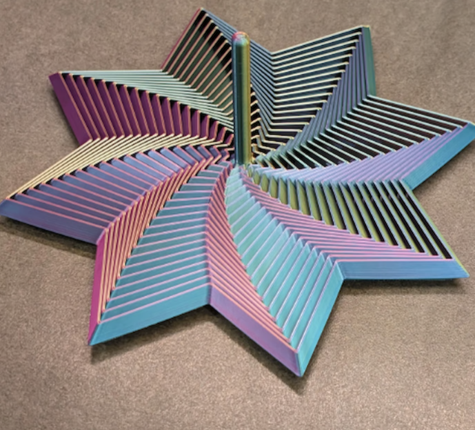 3D Baskı Geometrik Fraktal Stres Yıldızı
