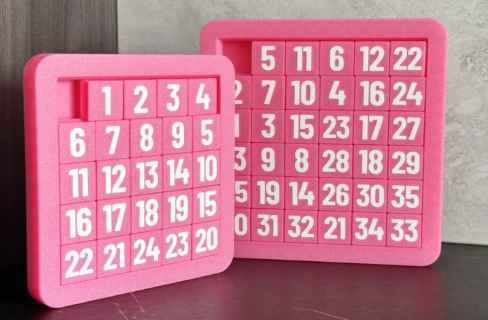 Kaydırmalı Sayı Bulmacası Zeka Oyunu 3D Baskı 5x5 ve 6x6