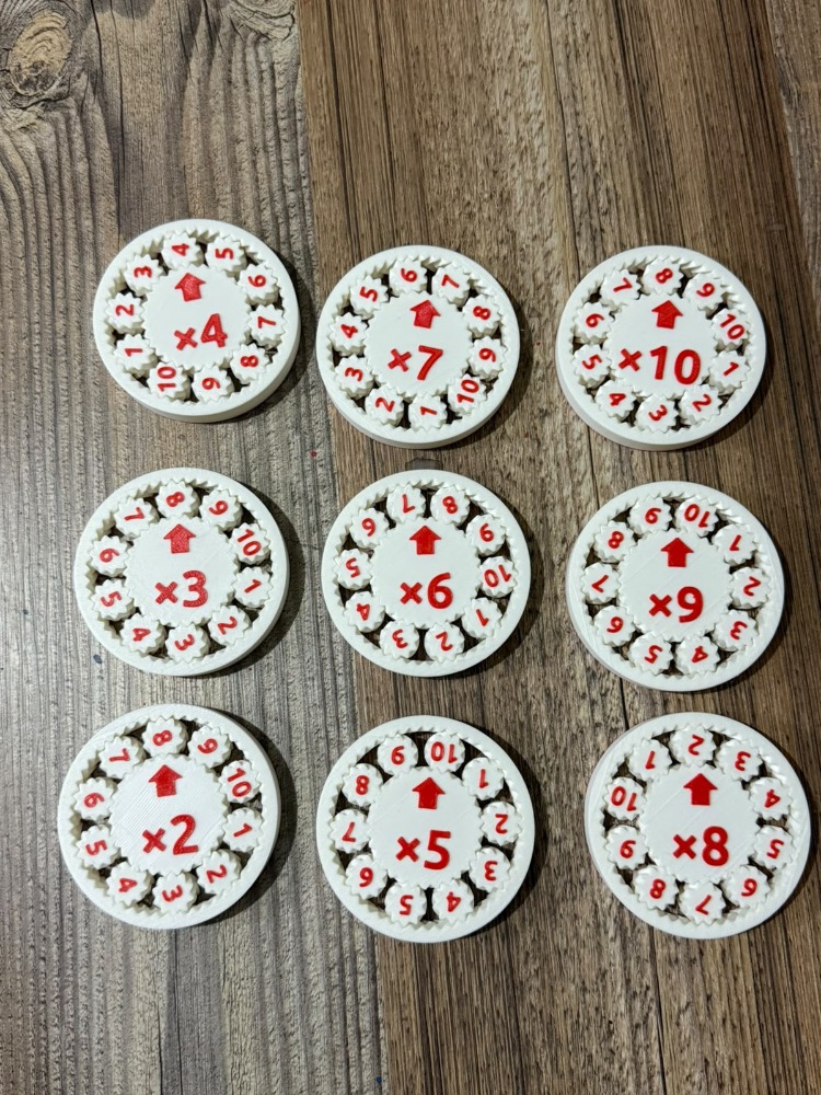 Çift Yüzlü Dişli Çarpışma Ve Bölme Çarkları - Eğitici İlkokul Matematik Materyali 3D