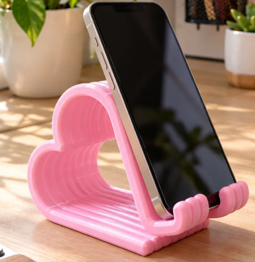 Kalp Model Masa Üstü Telefon Tutucu - Şık Ve Ergonomik Akıllı Telefon Standı 3D