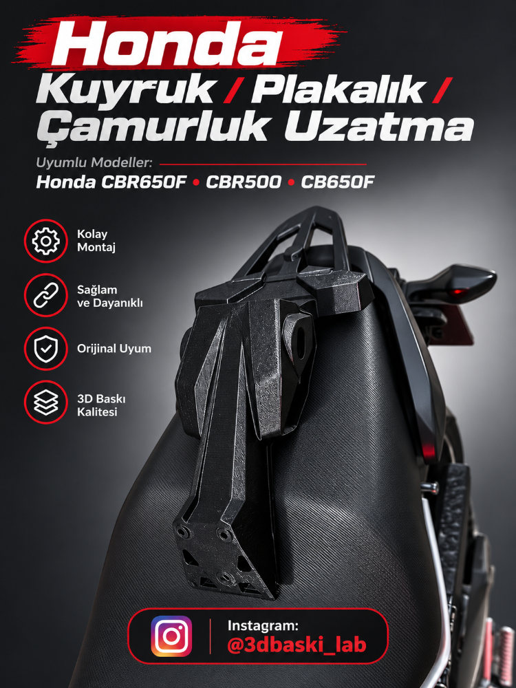 HONDA CBR650F / CBR500 / CB650F KUYRUK – PLAKALIK – ÇAMURLUK UZATMA