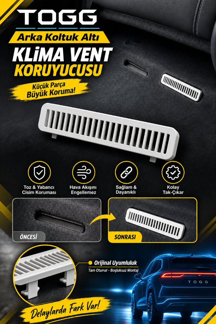 TOGG Arka Koltuk Altı Klima Vent Koruyucusu – 2 Adet