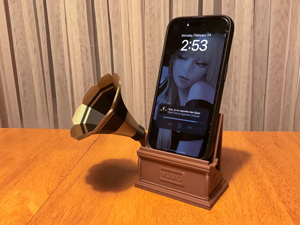 Retro Gramofon: Akustik Telefon Hoparlörü ve Standı