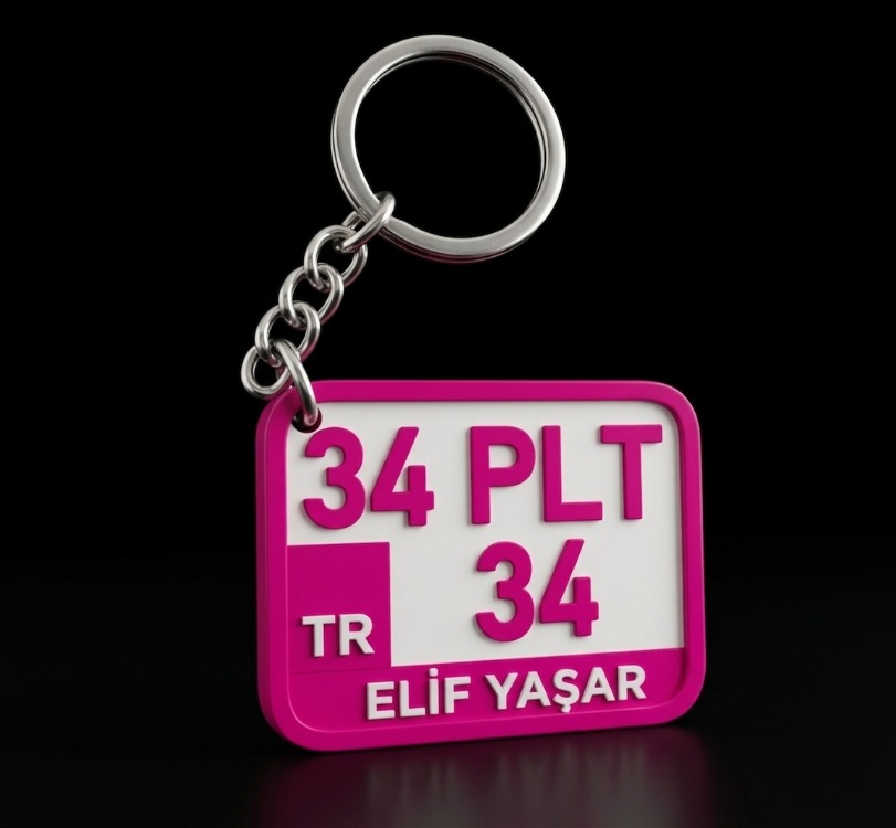 Plaka Motorsiklet Anahtarlık - PEMBE