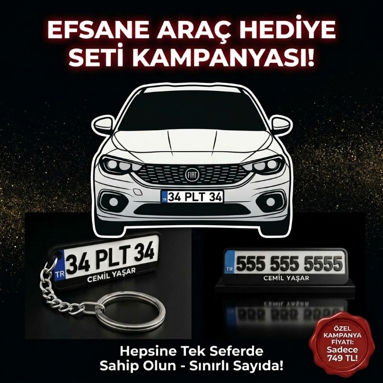 Arabanı Yansıt Seti (Plakalı Araba Ayna Süsü + Plaka Anahtarlık + Numaratör)