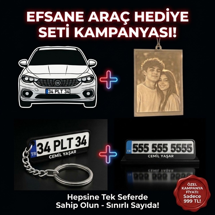 Arabanı Yansıt Seti (Plakalı Ayna Süsü+Plaka Anahtarlık+Numaratör+Fotoğraflı Ayna Süsü)