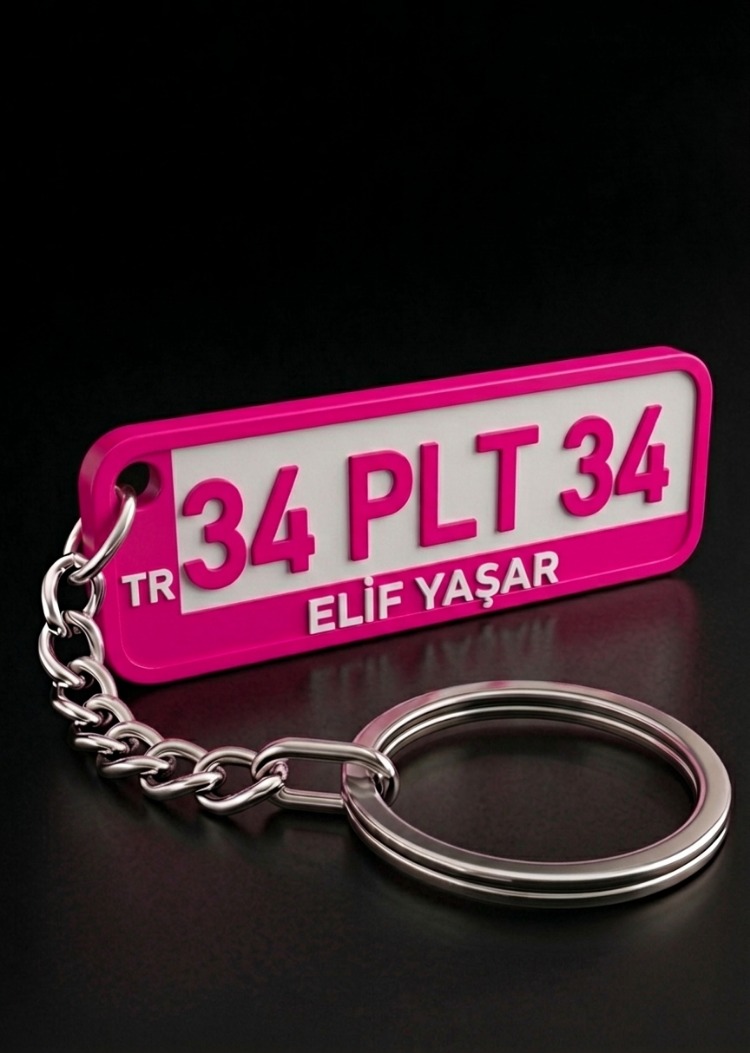 Plaka Araba Anahtarlık - PEMBE