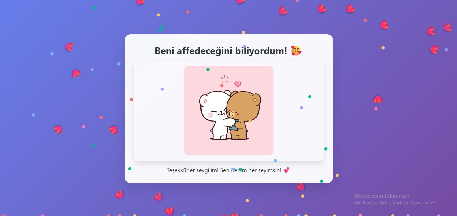 Sevgiliye Özel Barışma Web Sayfası