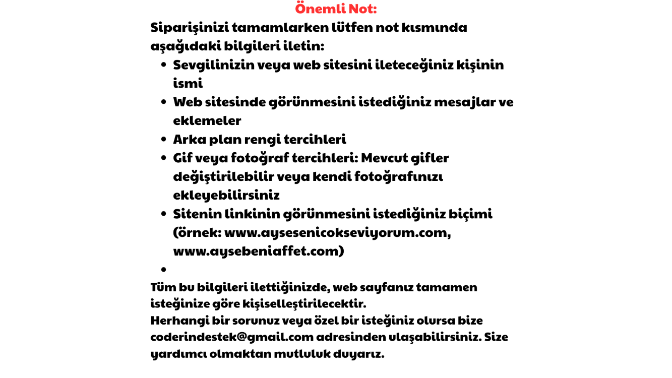 Sevgiliye Özel Barışma Web Sayfası
