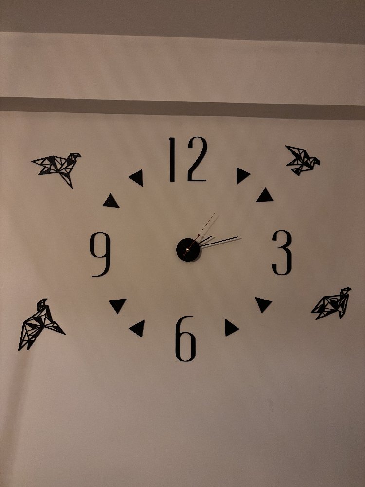 Origami Kuş Detaylı Geometrik 3D Dekoratif Duvar Saati