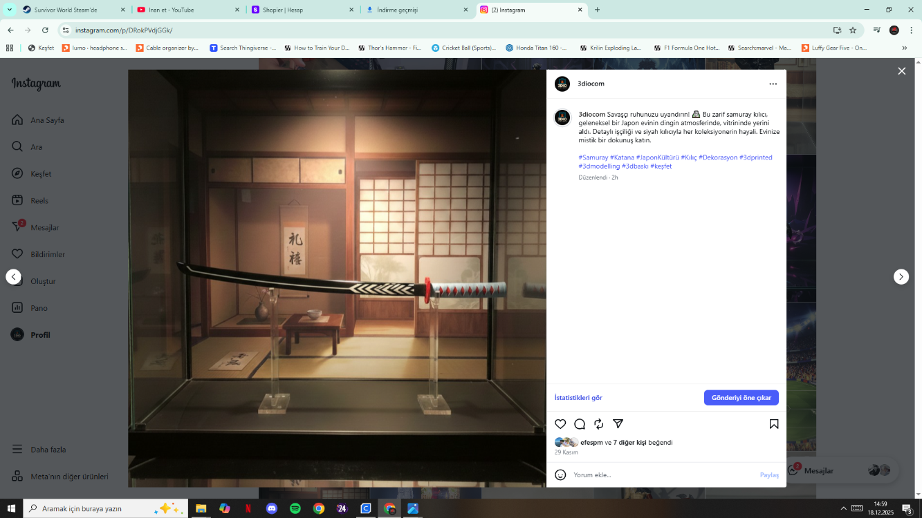 Katana / Kırmızı ve Gri