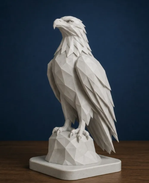 Low-Poly Kartal Heykeli - Modern Masaüstü Dekoratif Obje
