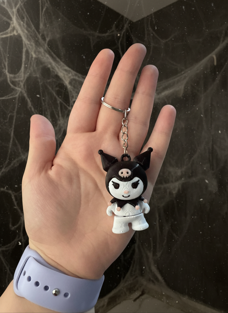 Flexi Kuromi Anahtarlık | Oynar Eklemli Sanrio Figür ve Çanta Süsü
