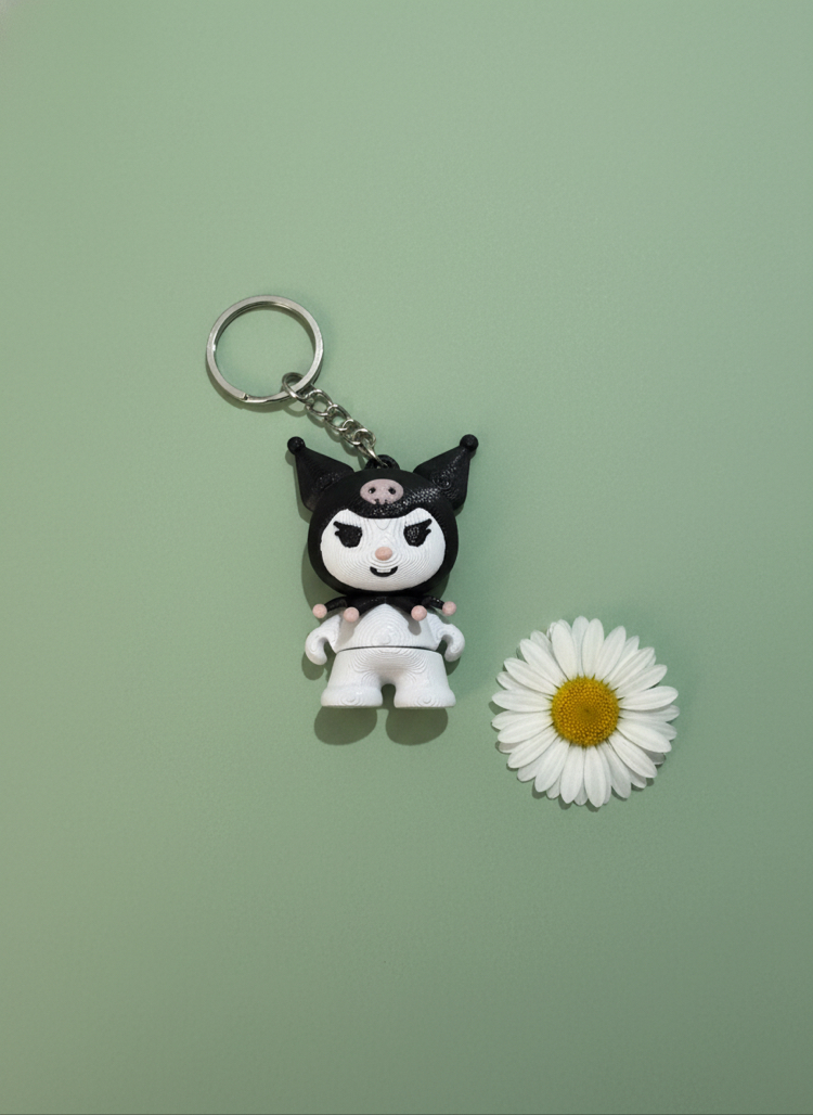 Flexi Kuromi Anahtarlık | Oynar Eklemli Sanrio Figür ve Çanta Süsü
