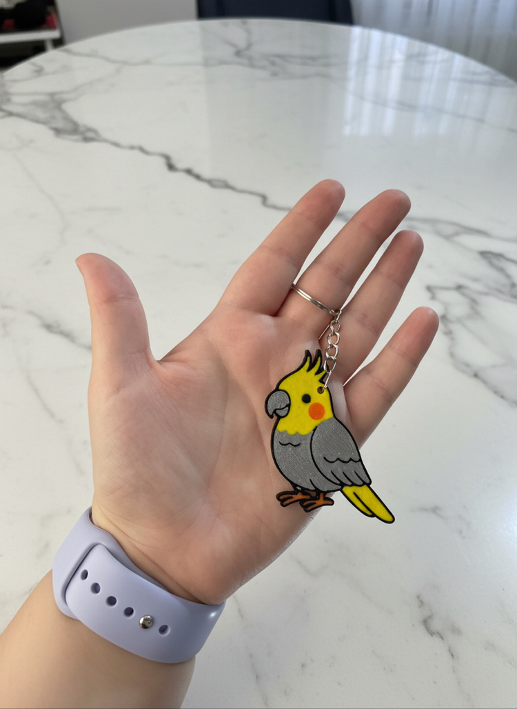 Özelleştirilebilir Sultan Papağanı Anahtarlık | Kuş Severlere Hediye ve Çanta Süsü
