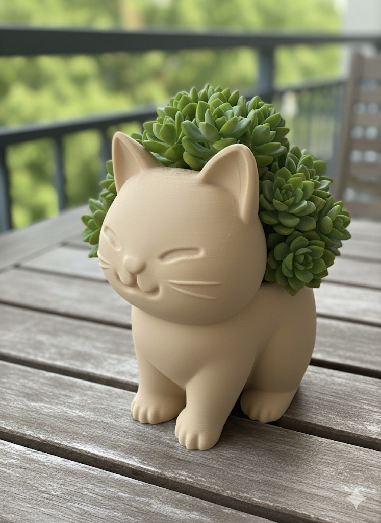 Sevimli kedi figürü saksı