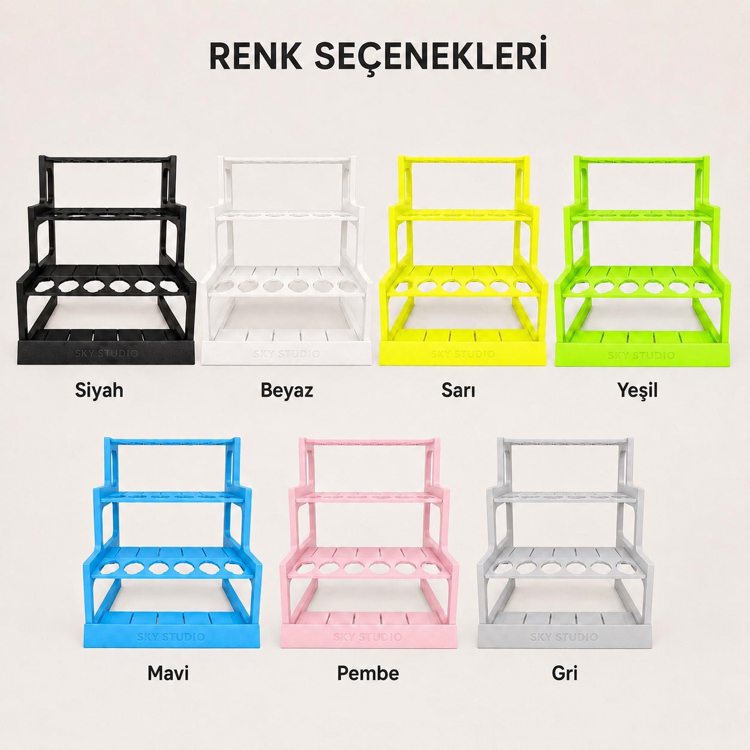 3 Katlı Jel Boya Standı | 21 Boya Kapasiteli