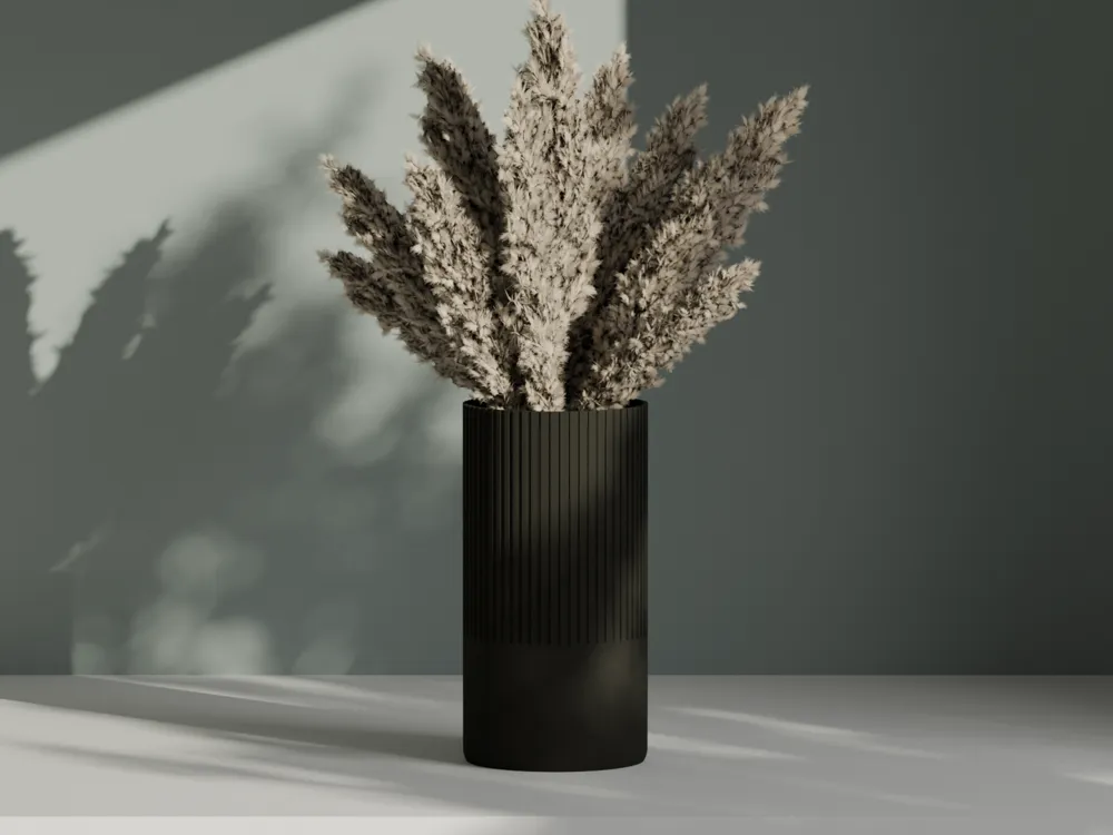 Silindirik Mat Siyah Vazo – Modern Minimal Dekor