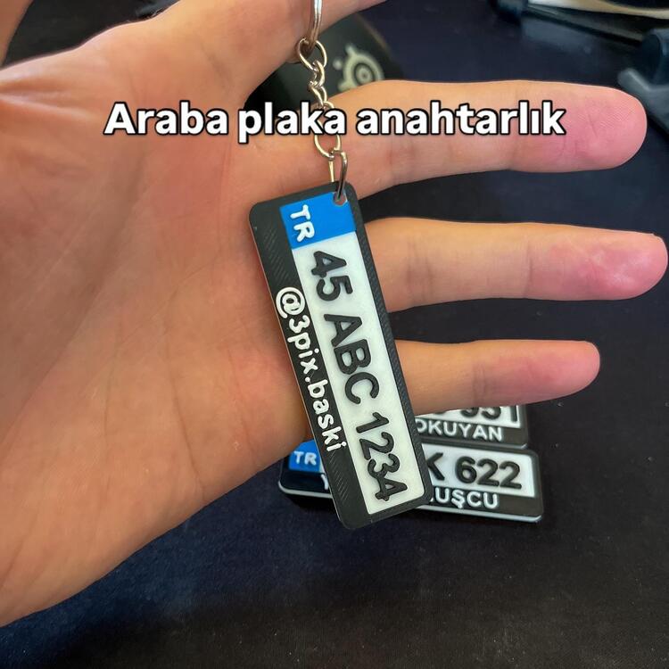Araba Plaka Anahtarlık 3D Baskı Kişiselleştirilebilir