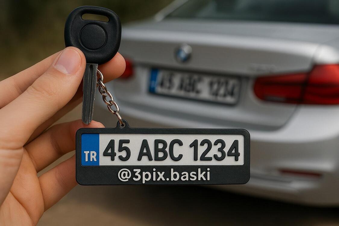 Araba Plaka Anahtarlık 3D Baskı Kişiselleştirilebilir