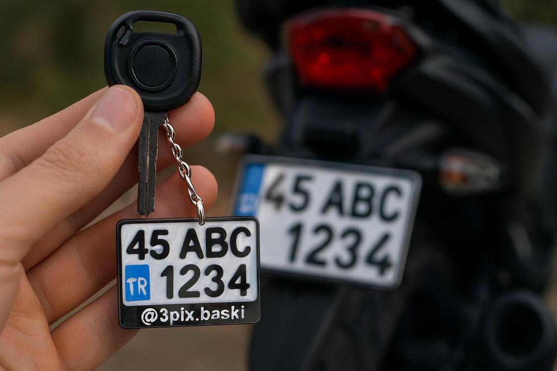 Motor Plaka Anahtarlık 3D Baskı Kişiselleştirilebilir