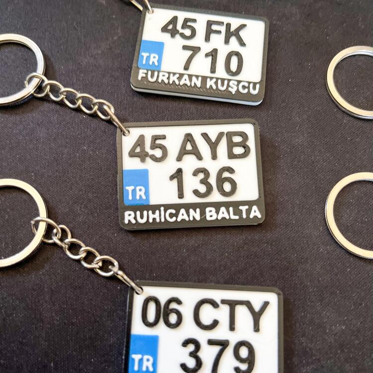 Motor Plaka Anahtarlık 3D Baskı Kişiselleştirilebilir