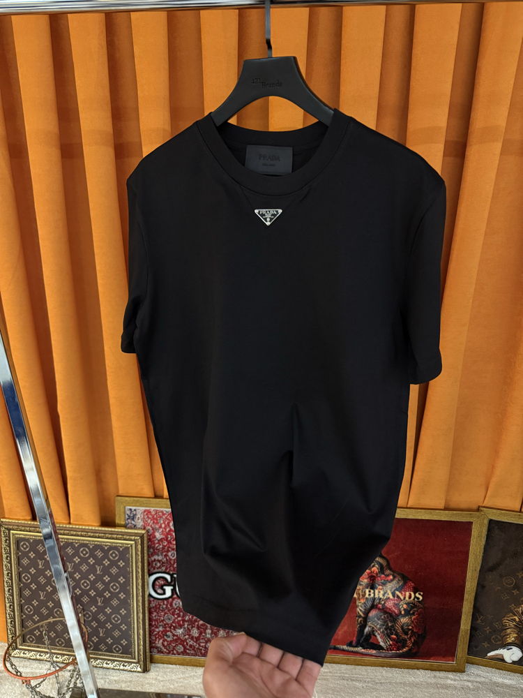 Prada classic boğaz logo detaylı ithal tişört