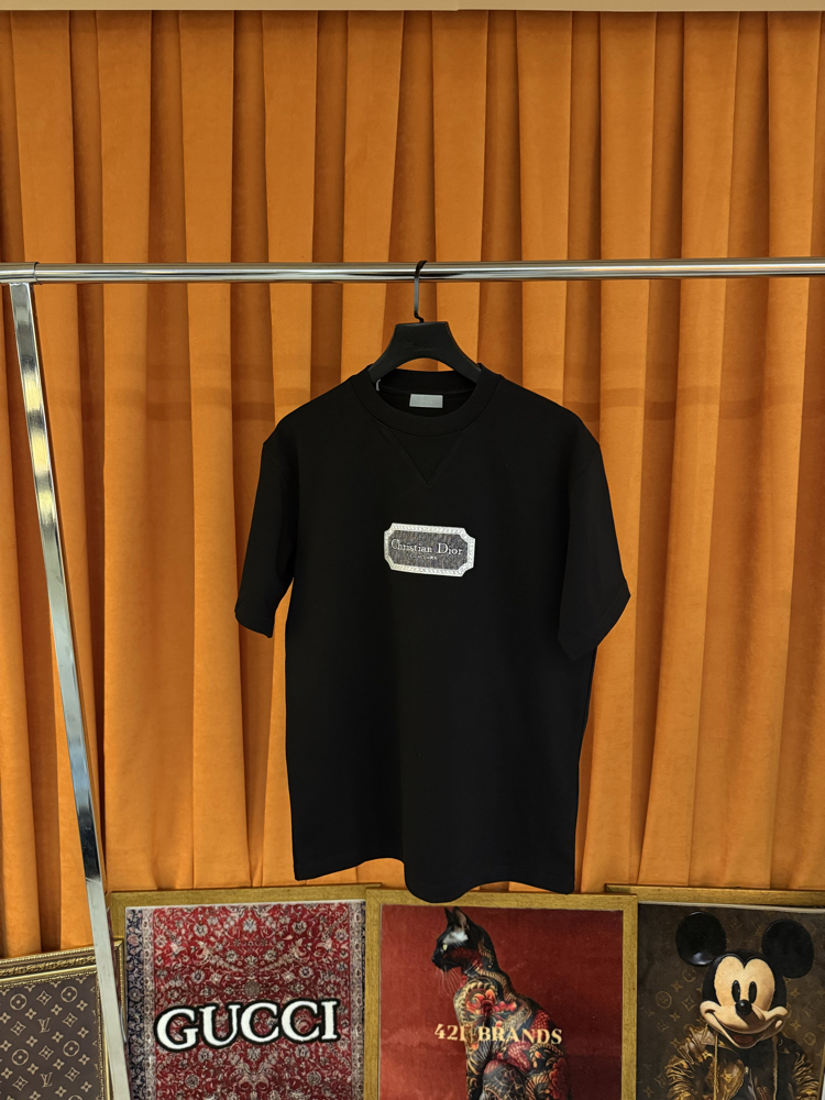 Christian dior nakış göğüs logo ithal tişört