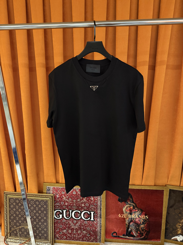 Prada classic boğaz logo detaylı ithal tişört