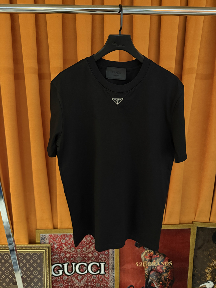 Prada classic boğaz logo detaylı ithal tişört