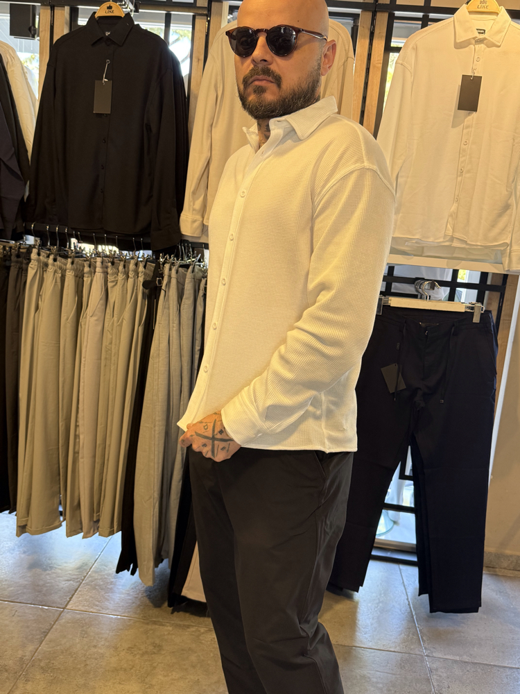 Petek Kumaş Gömlek Beyaz