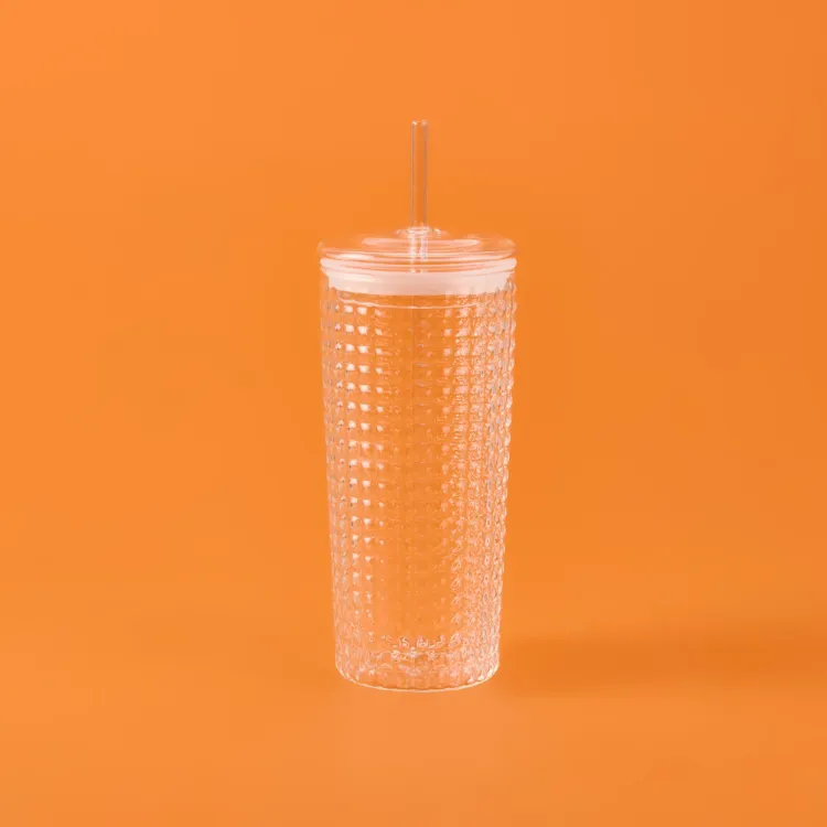 Mien Pipetli Cam Bardak - Şeffaf - 550 ml