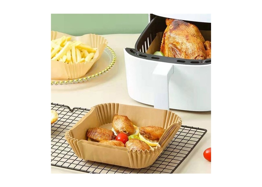 50 Adet Air Fryer Pişirme Kağıdı Tek Kullanımlık Kare Tabak Model