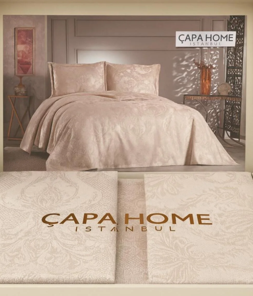 Çapa Home ÇİFT KİŞİLİK PİKE TAKIMI 250 X 260 CM 2 YASTIK KREM