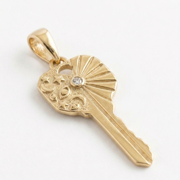 925 Ayar Gümüş Key Kolye Ucu