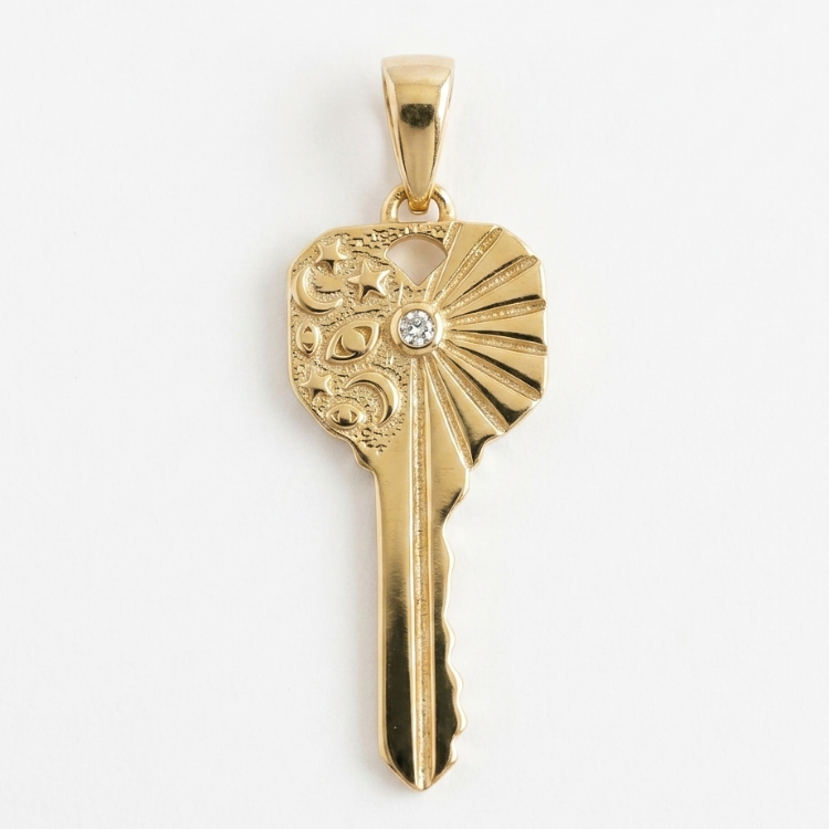 925 Ayar Gümüş Key Kolye Ucu