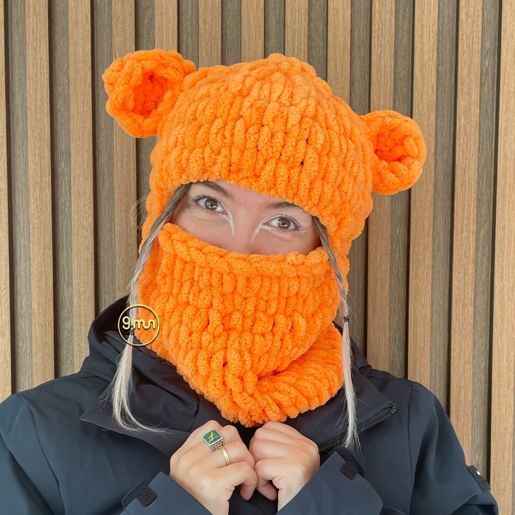 Neon Turuncu Kulaklı Balaclava