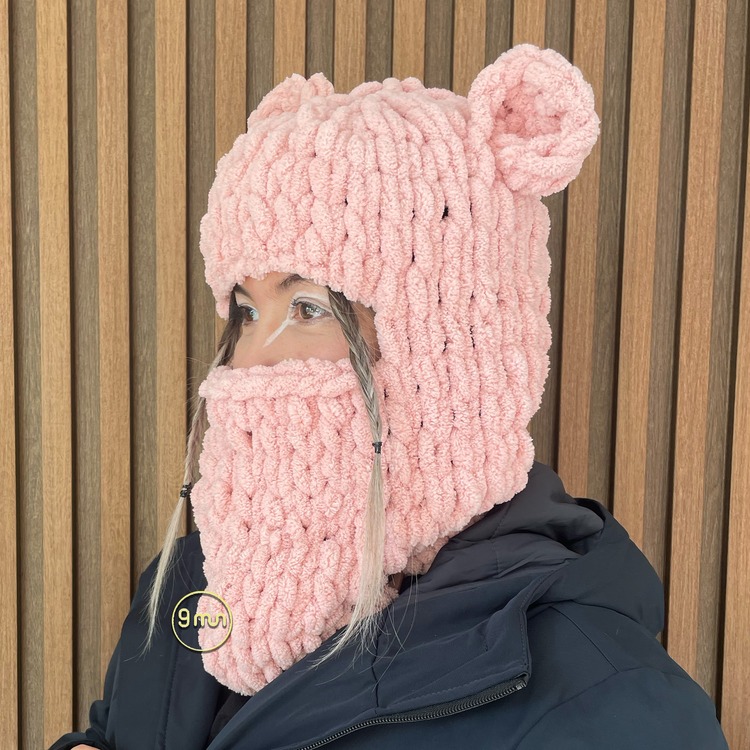 Açık Pembe Kulaklı Balaclava