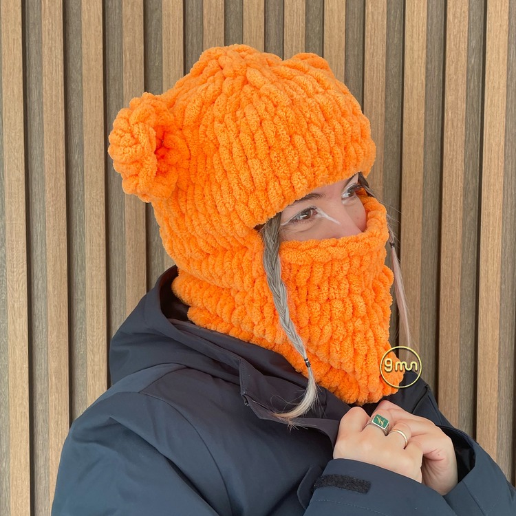 Neon Turuncu Kulaklı Balaclava
