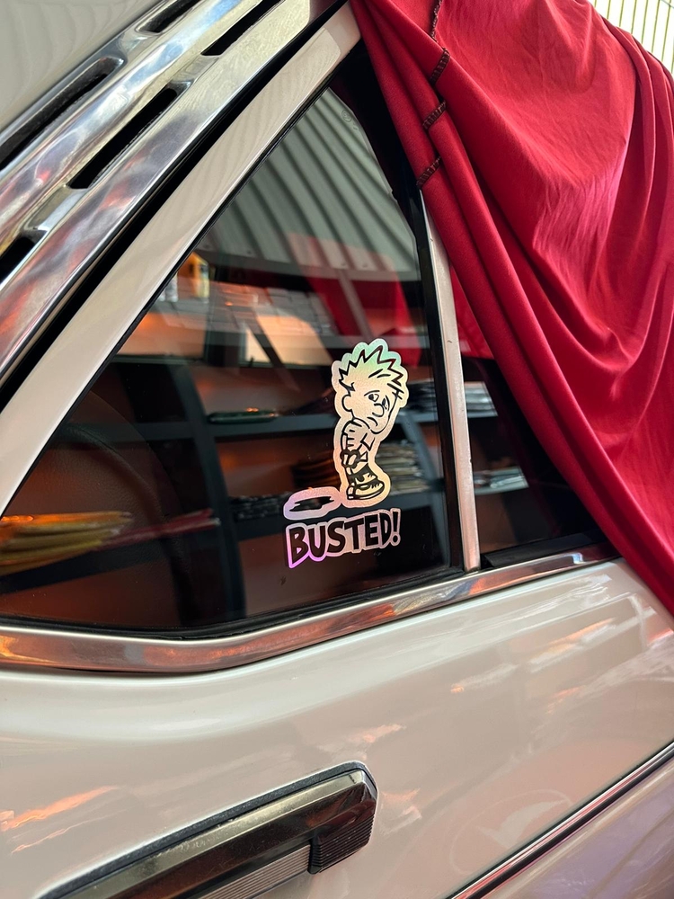 Busted sticker 