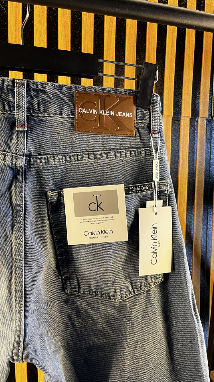 C*LVİN K*LEİN PREMİUM BAGGY KOT PANTOLON TAŞLAMALI MAVİ 